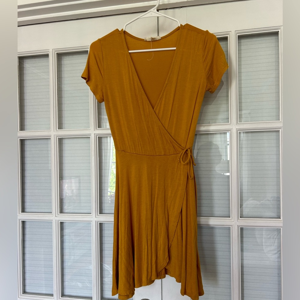 Mustard yellow wrap dress